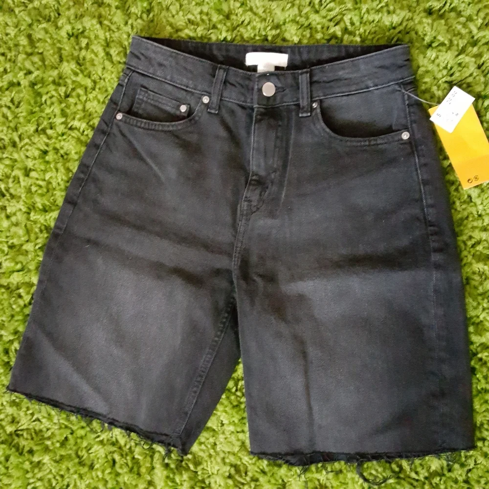 High Rise Denim Bike Shorts - Picture 2 of 4